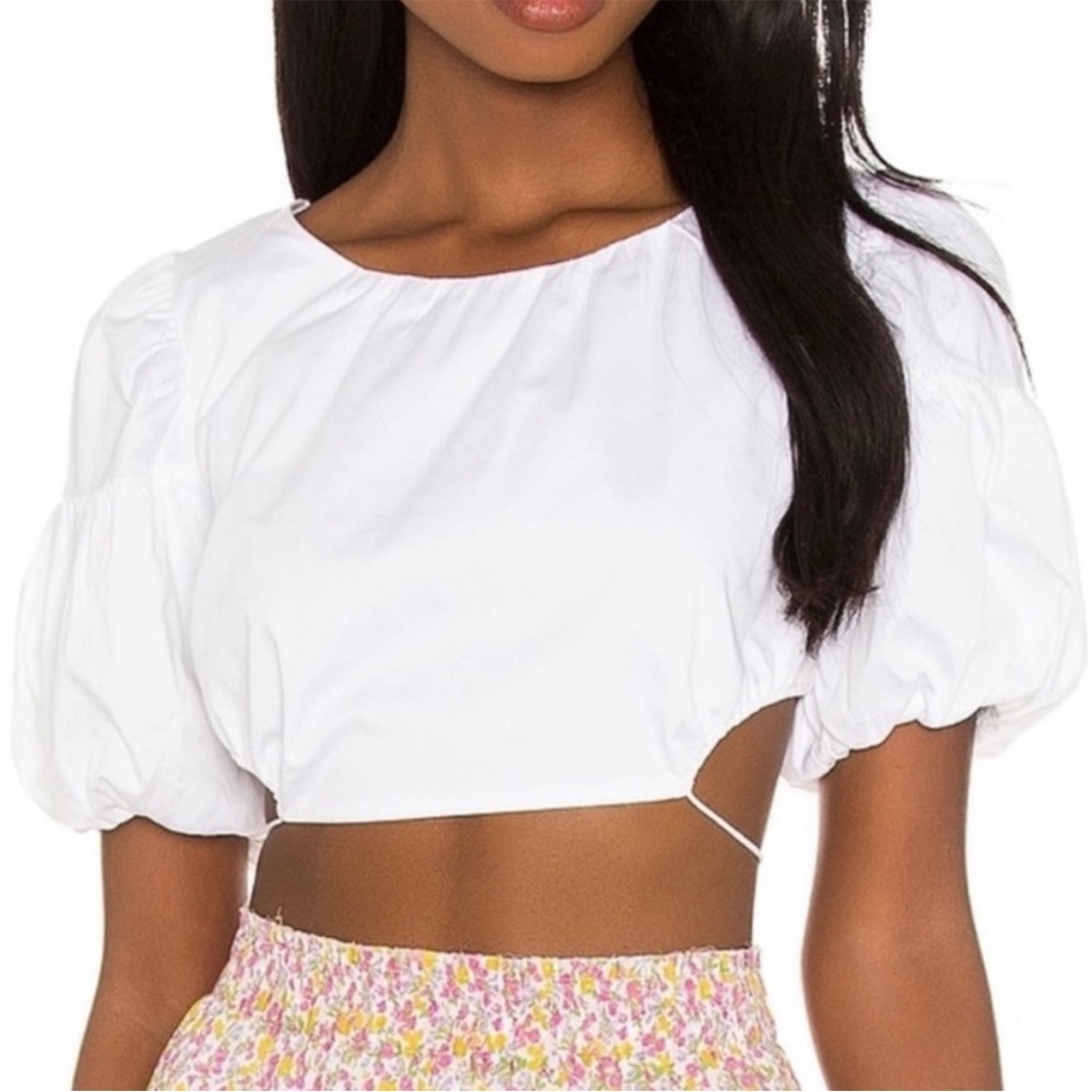 FOR LOVE & LEMONS Joanna Backless Crop Top in White SMALL